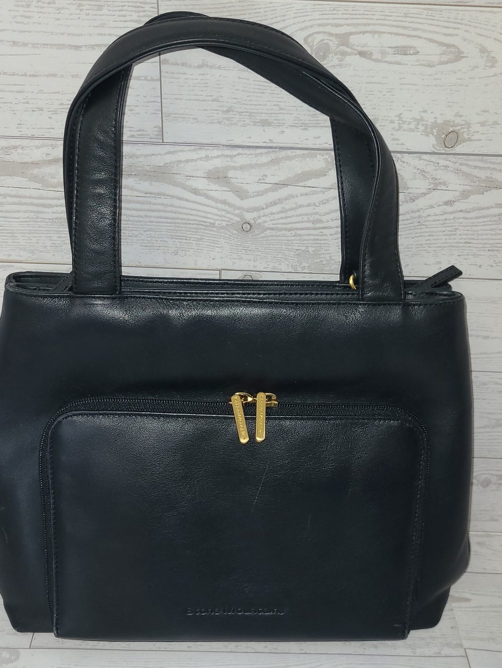Stone Mountain Classic Black Purse Tote with Front Zip Pocket Handbag